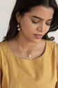 Heart Studded Earring And Pearl Drop Necklace