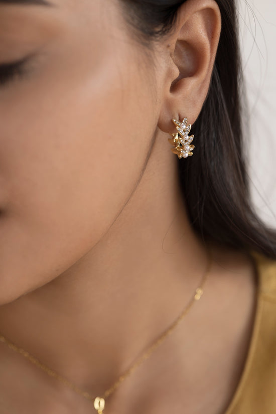 Chevron Studded Hoop Earring