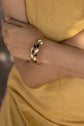 Leaves Black and White Enamel Bracelet