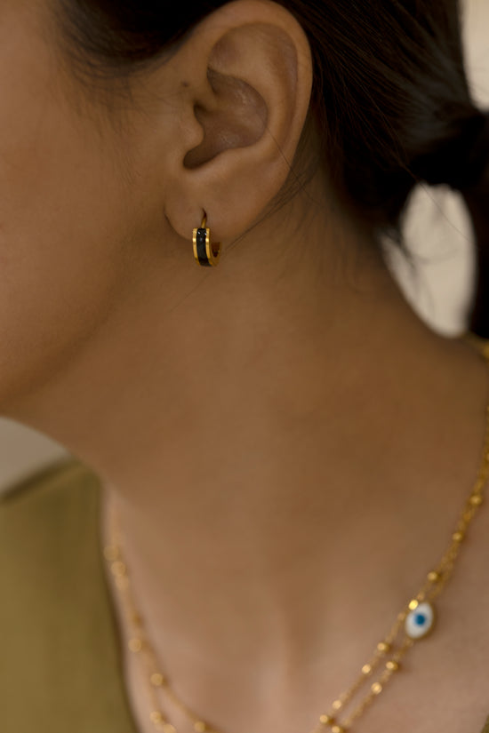 Black Enamel Small Earring