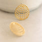 Oval Stripped Earring - Gold