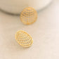 Oval Stripped Earring - Gold