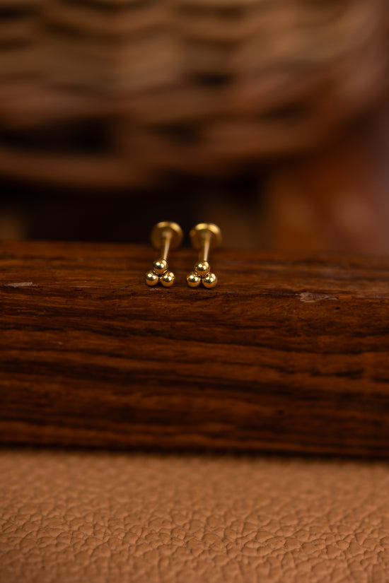 3 clover gold small Earring