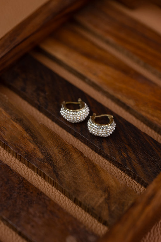 Small Hoop Clustered Pearl Hoop Earring