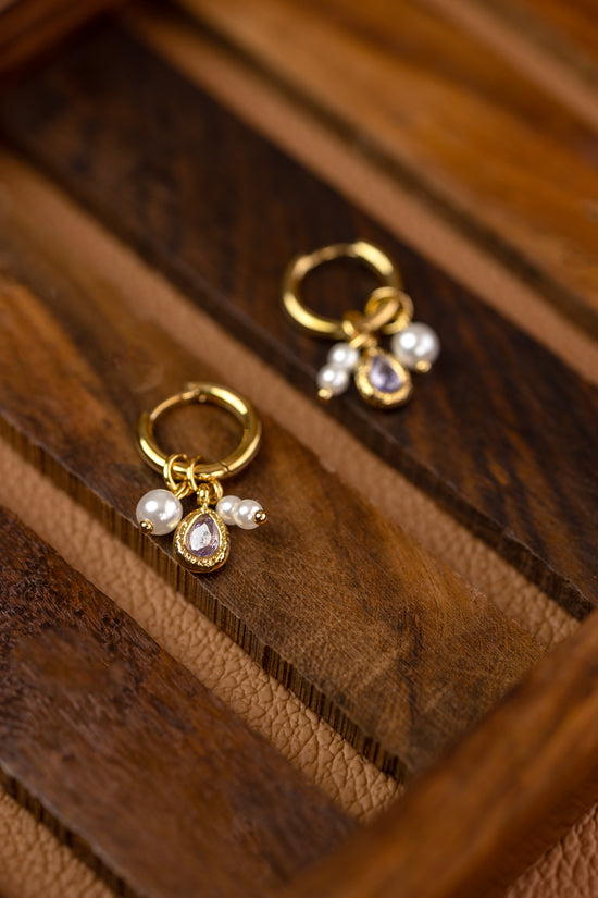 Pearl and Gemstone Hoop Earring