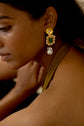 Green Bead and Pearl Dangler Earring