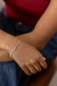 Leaf and Zircon Bar Studded Bracelet