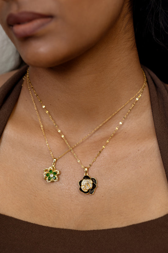 Green Flower Movable Necklace
