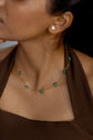 Peacock Blue Row of Pearl Necklace