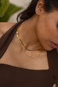 Snake Chain And Square Ball Chain Double Layer Necklace