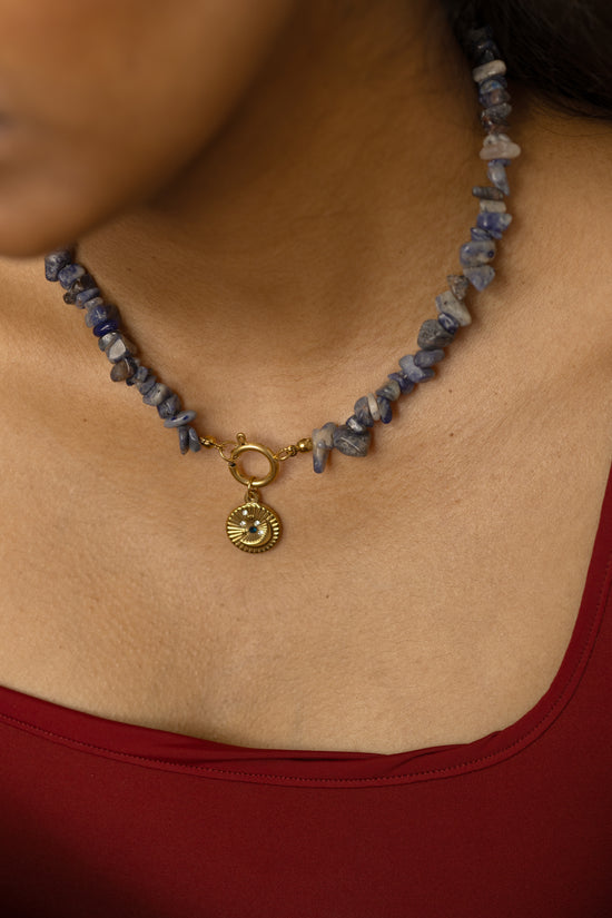 Lapis Beaded Evil Eye Necklace