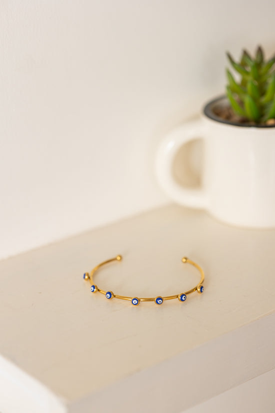 Blue Row of Evil Eye Bracelet
