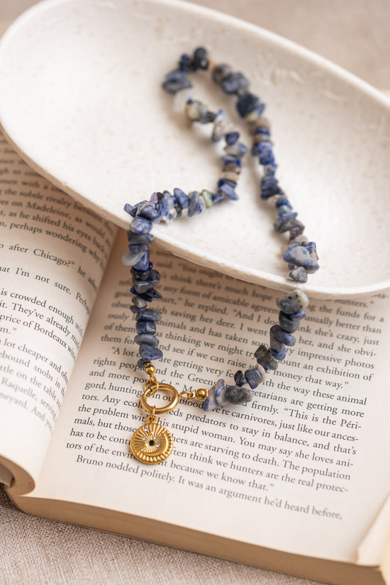 Lapis Beaded Evil Eye Necklace