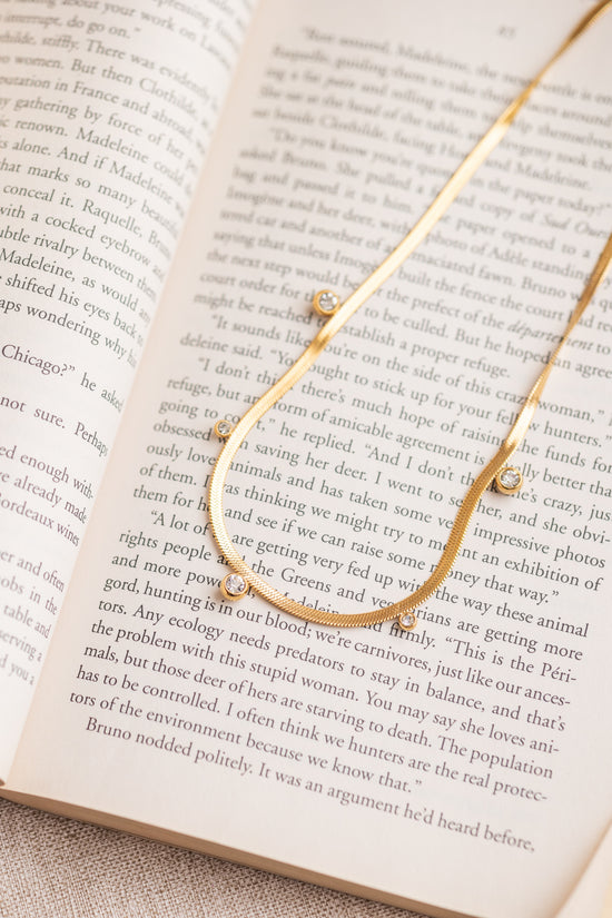 Snake Chain Stone Studded Necklace