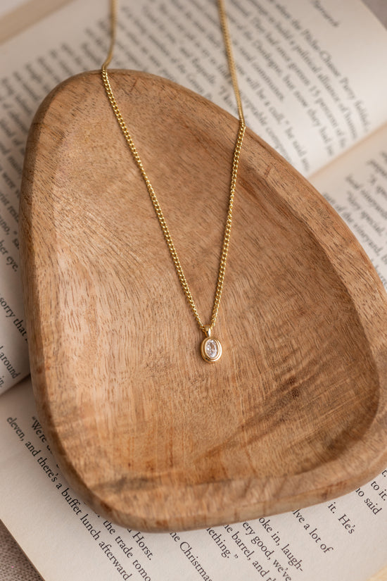 Oval Drop Stone Pendant Necklace