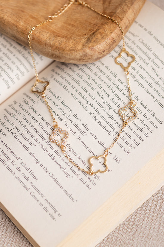 Large Row of Clover Studded Necklace