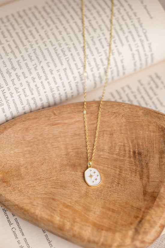 Star Galaxy White Enamel Necklace