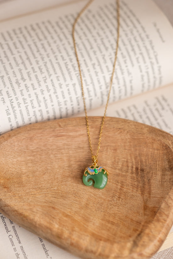 Green Elephant Necklace