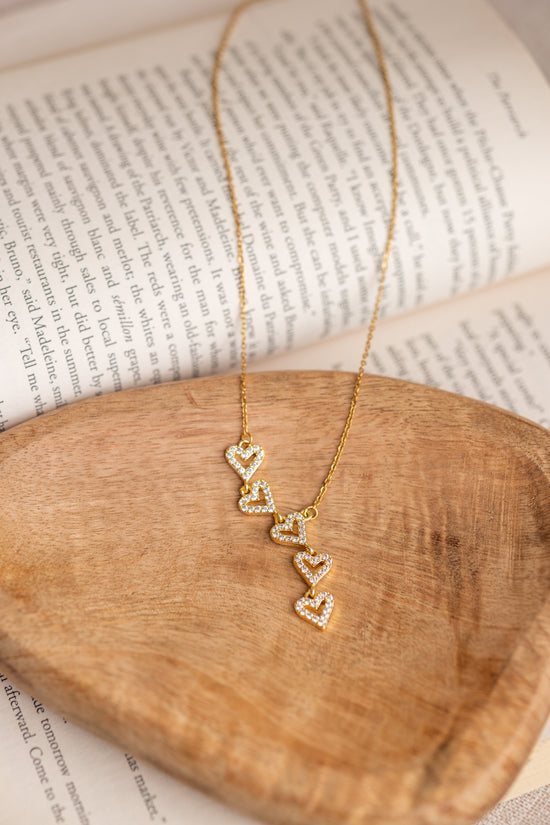 Waterfall Studded Heart Necklace