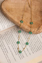 Peacock Blue Row of Pearl Necklace