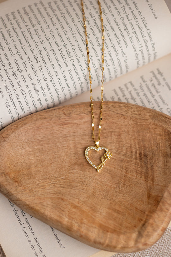 Heart and Flower Studded Necklace