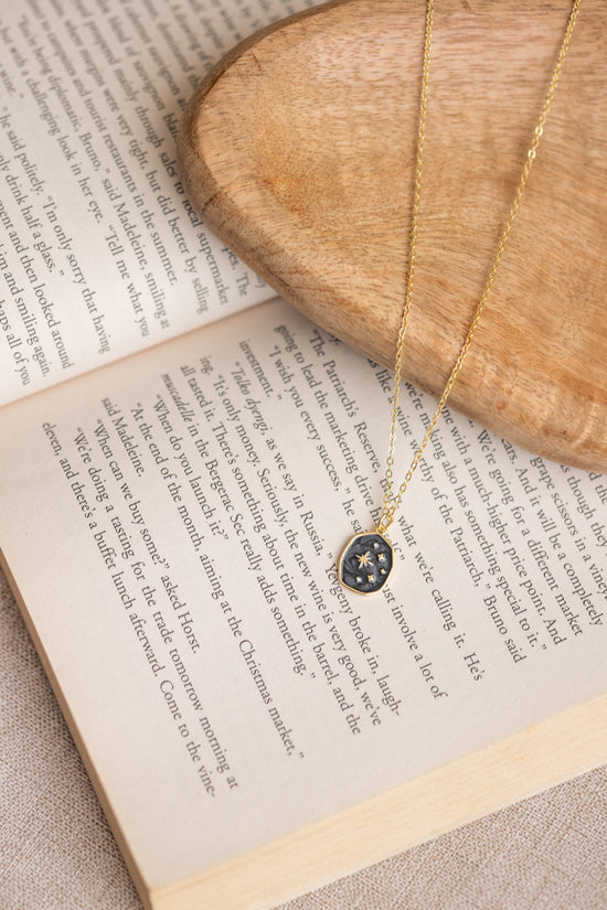 Galaxy Black Enamel Necklace
