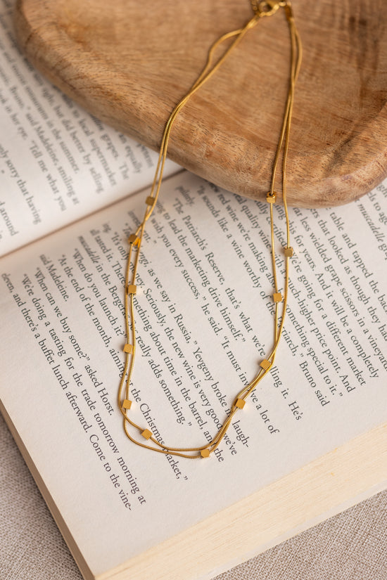 Double Layer Square Ball Necklace