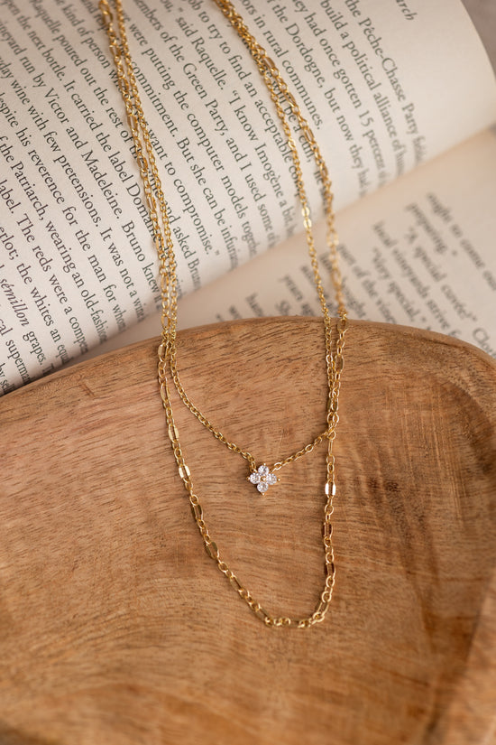 Studded Clover Double Layer Necklace