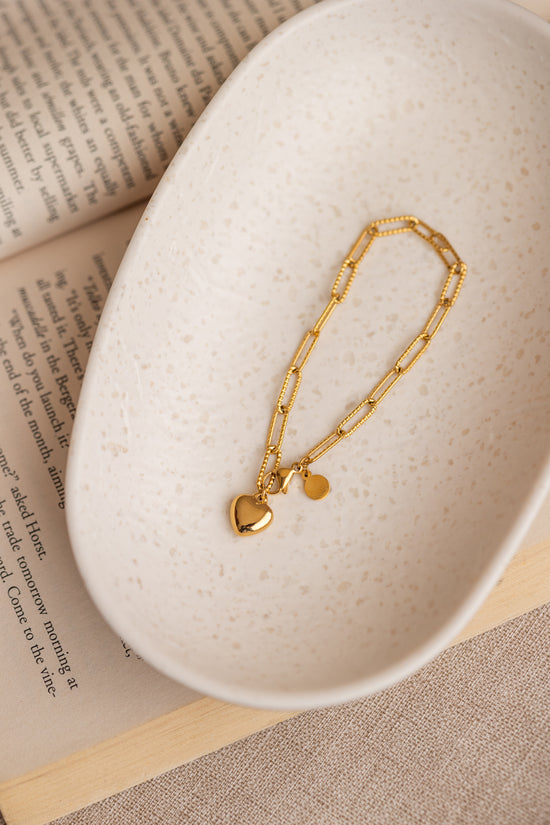 Heart and Coin Link Chain Bracelet