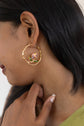 Pink Rose Enamel Hoop Earring