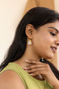White Stone and Gold Coiled Earring