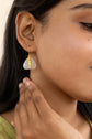 White Stone and Gold Coiled Earring