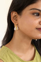 White Stone and Gold Coiled Earring