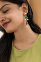 Green And Brown pearl long Dangler earrings