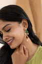 Green And Brown pearl long Dangler earrings