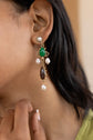 Green And Brown pearl long Dangler earrings