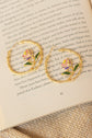 Pink Rose Enamel Hoop Earring