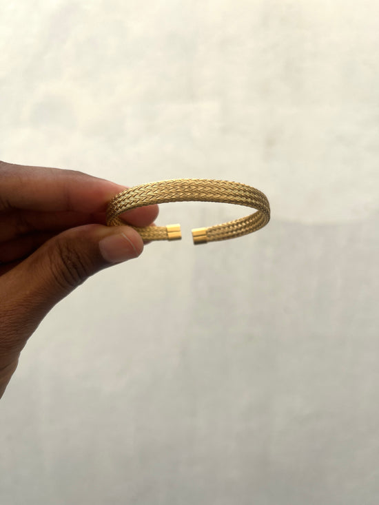 Braided Open Cuff  Bracelet - Gold