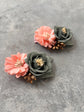 Twin Flower Peach and grey Hairclip