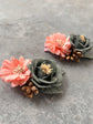 Twin Flower Peach and grey Hairclip