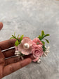 Pink pearl and Green leaf Hairclip