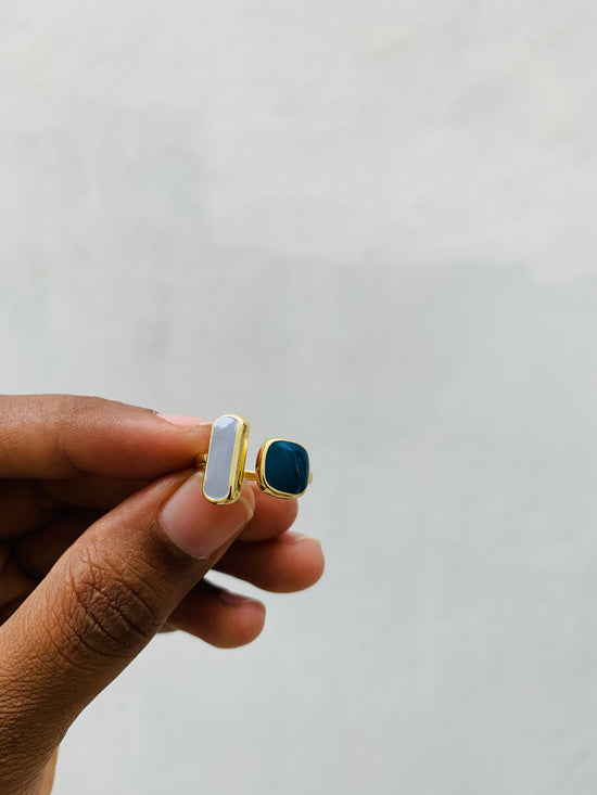 Blue and Grey Finger Ring