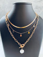 Snake coin and Peral Three layer Necklace
