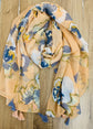 Peach and Blue floral scarf/ stole
