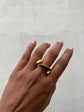 Elongated Oval Black and Gold Finger Ring