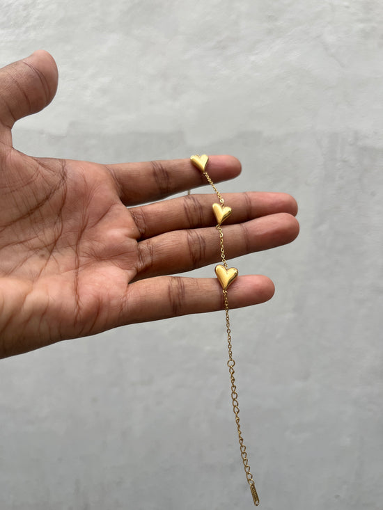 Row of Puffed Heart Bracelet