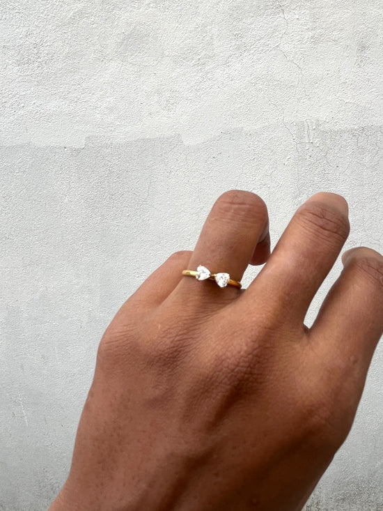 Double Zircon Stone Finger Ring