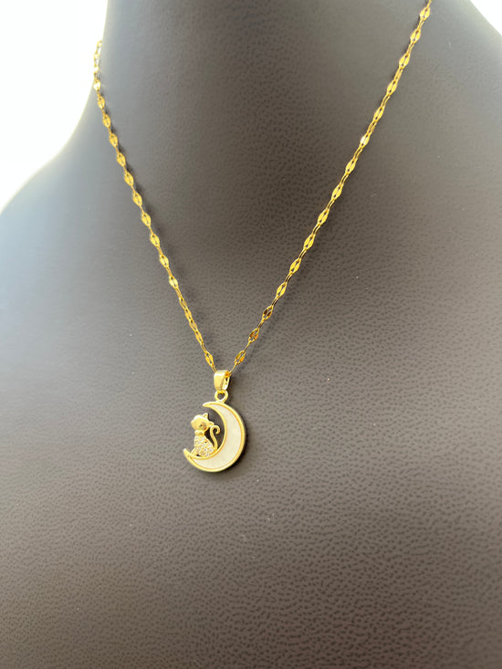 Cat And Moon Necklace