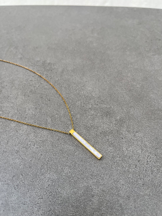 White Enamel Bar Necklace