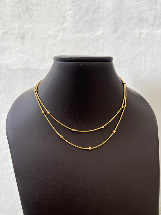 Double Layer square Ball Necklace